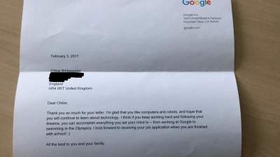 Niña pide trabajo a Google y CEO responde