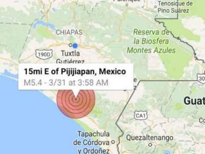 Sismo de 5.3 grados Richter sacude a Chiapas