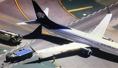 8 heridos tras choque de avión de Aeroméxico en aeropuerto de Los Ánge
