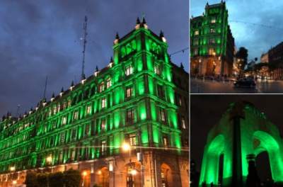 Iluminan edificios y monumentos de CDMX en favor de acuerdo climático