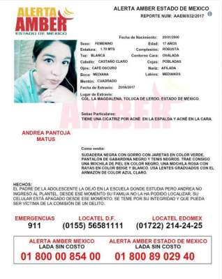  Alerta Amber: Ayuda a Andrea Pantoja a volver a casa