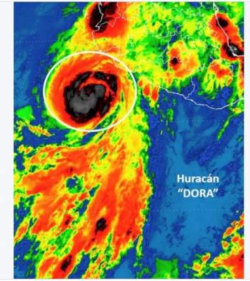 ‘Dora’ eleva su fuerza y ya es huracán categoría 1