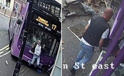Hombre es atropellado por autobús, luego se levanta y entra a un bar