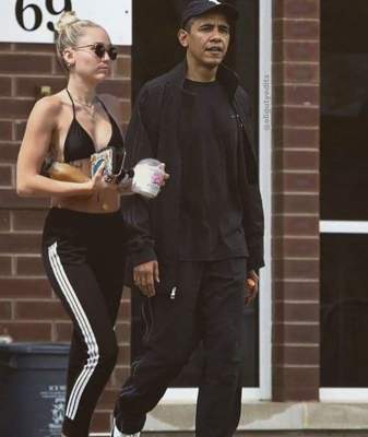 La extraña foto de Miley Cyrus paseando con Barack Obama