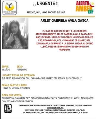 Alerta Amber: Ayuda a Arlet Gabriela a regresar a casa