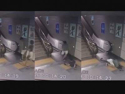 Mujer cae dentro de un agujero en estación de metro