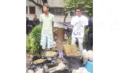  Detienen a dos colombianos con 50 kilos de marihuana