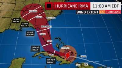Irma se mantiene como categoría 4 en su rumbo a Miami
