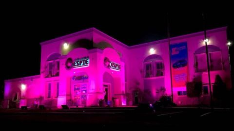 El gobierno del estado ilumina de rosa el edificio de cespte