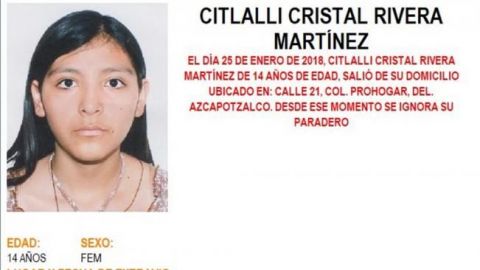 Activan Alerta Amber por niña desaparecida en Azcapotzalco