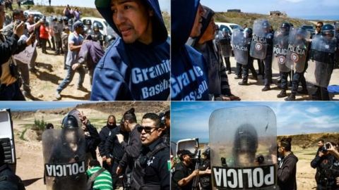 Golpean a civiles y reporteros durante desalojo en Tijuana