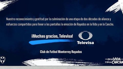 Rayados anuncia oficialmente que deja a Televisa