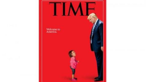 Trump se "enfrenta" a una niña migrante en portada de Time