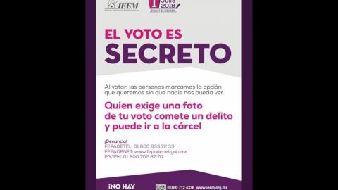 IEEM emite cartel para inhibir toma de fotos de su voto