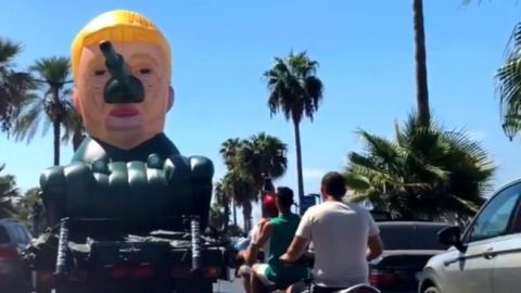 Tanque con cara de Donald Trump recorre Beirut