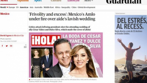 The Guardian crítica por "frivolidad y exceso" en boda de Yáñez