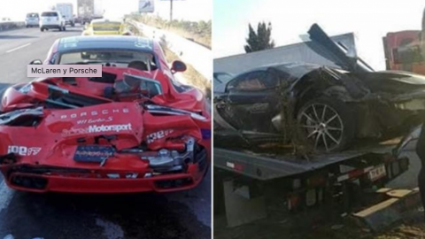 Automóviles McLaren y Porsche quedan destrozados en choque