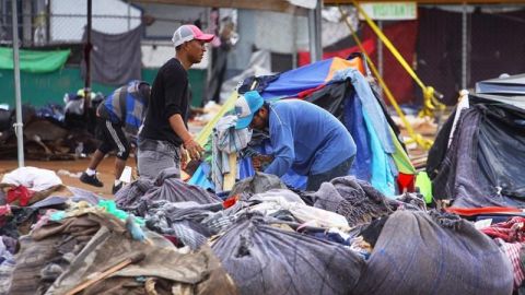 La Unidad Deportiva Benito Juárez devastada por la Caravana Migrante