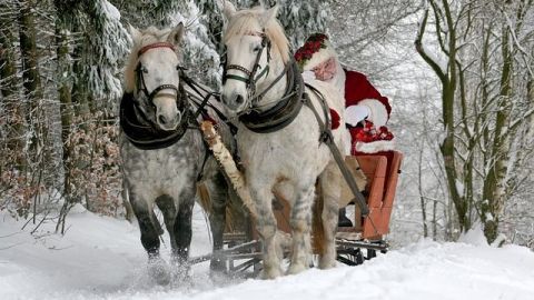 Papá Noel comienza a repartir regalos con la ayuda de sus renos