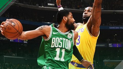 Irving y los Celtics superan a James y a los Lakers