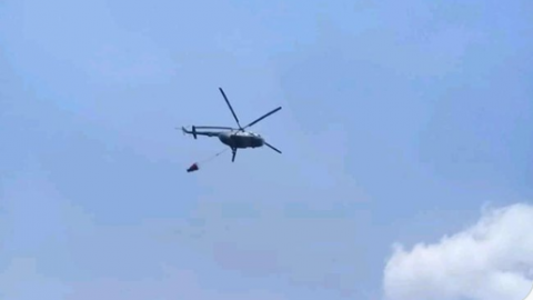 Cae helicóptero de la Marina en San Luis Potosí
