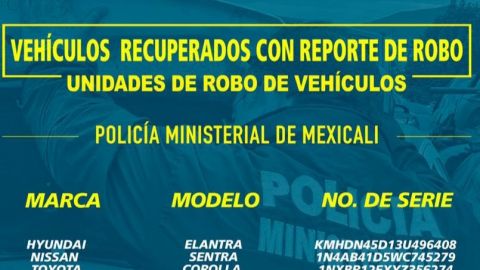 La PGJE recupera un total de 28 autos con reporte de robo