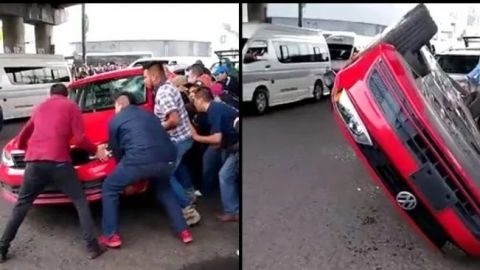 Taxistas destruyen Uber en Morelia, Michoacán