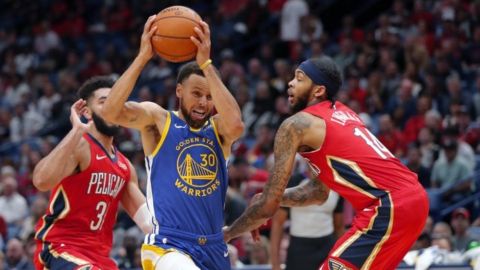 Curry guía a Warriors a su 1er triunfo, sobre Pelicans
