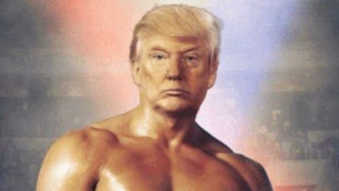 Trump publica un fotomontaje como si fuera Rocky