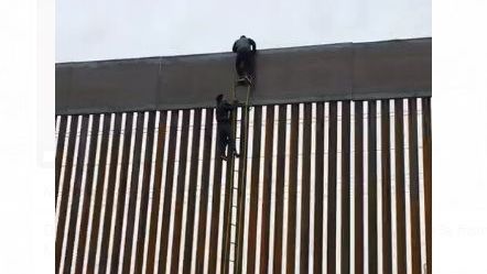 VIDEO: Intentan escalar el muro de Trump y los sorprenden