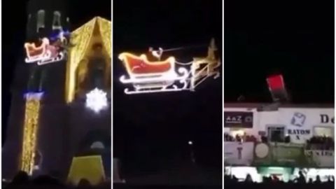 VIDEO: Trineo de Santa Claus se estrella durante evento en Tlaxcala
