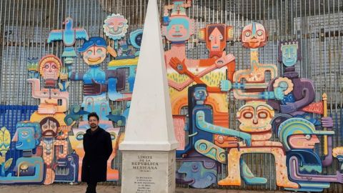 Colocan pieza ''Sueño Mexicano'' en muro fronterizo