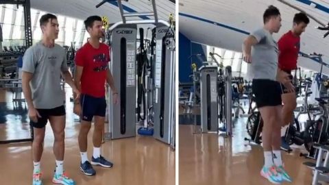 Cristiano Ronaldo le da clases de salto a Novak Djokovic