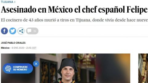 Influyente diario español El País destaca asesinato de chef Felipe Díaz