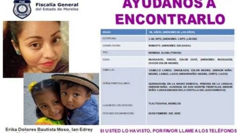 Activan Alerta Amber por madre y sus dos hijos en Morelos