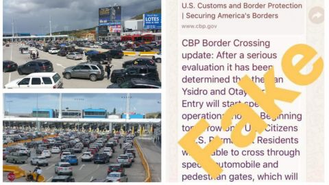 Desmienten autoridades mensaje que circula de CBP