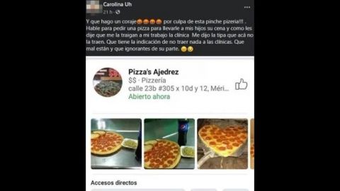 Pizzería de Mérida niega servicio a enfermera del IMSS