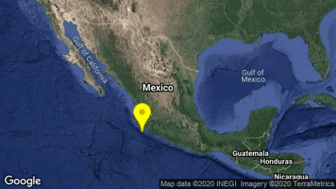 Fuerte sismo al Suroeste de Manzanillo, Colima