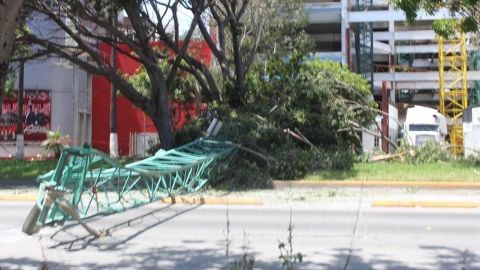 Cae grúa de construcción a 50 metros de Palacio Municipal en Zona Río
