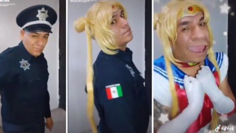 VIDEO: ''Policía'' se disfraza de Sailor Moon en Tik Tok, le decomisan uniforme