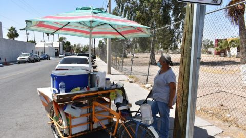 A pesar del peligro vende afuera del IMSS