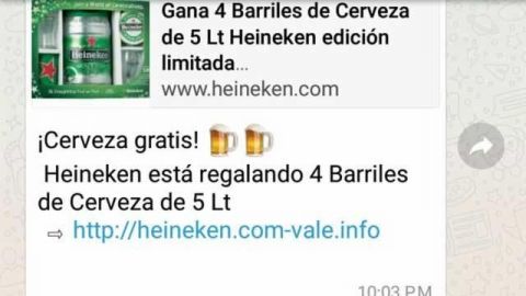 Heineken no regala cervezas, es un ciberataque