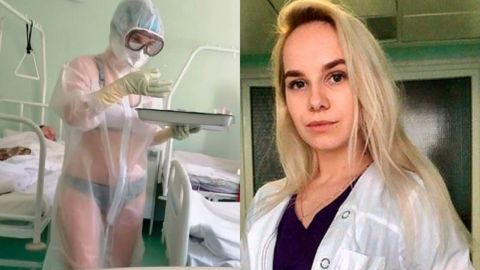 Enfermera rusa que atendió a pacientes en ropa interior se vuelve modelo