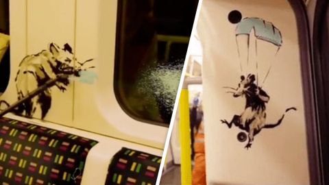 Banksy dibuja en el metro de Londres para impulsar el uso de la mascarilla