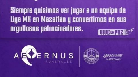 Mazatlán anuncia que una funeraria será su patrocinador