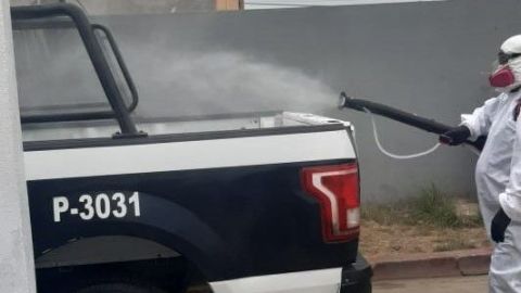 Desinfectan instalaciones y vehículos oficiales de la DSPM