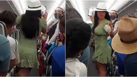 VIDEO: Exhiben a #LadyCovid por no usar cubrebocas en avión