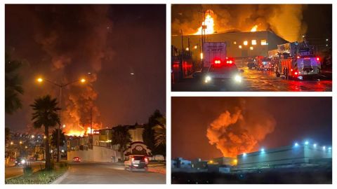 VIDEO: Gran incendio consume fábrica en Tijuana