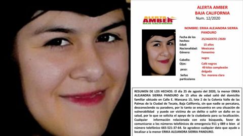 Activan Alerta Amber para localizar a menor en Tecate