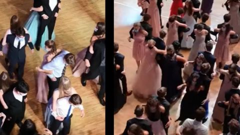 VIDEO: Jóvenes bailan vals de 'espaldas' para no contagiarse de coronavirus